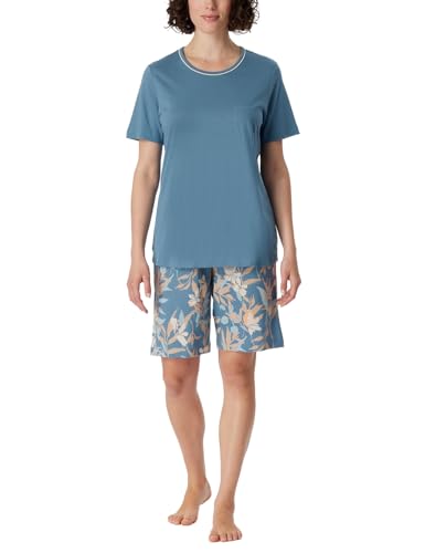 Schiesser Damen Schlafanzug Set kurz Baumwolle Modal-Nightwear Pyjamaset, blaugrau_181235, 42 von Schiesser