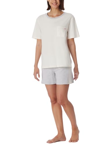 Schiesser Damen Schlafanzug Set kurz Baumwolle-Nightwear Pyjamaset, Creme_181238, 50 von Schiesser