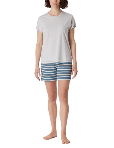 Schiesser Damen Schlafanzug Set kurz Baumwolle-Nightwear Pyjamaset, grau-Mel_181253, 50 von Schiesser