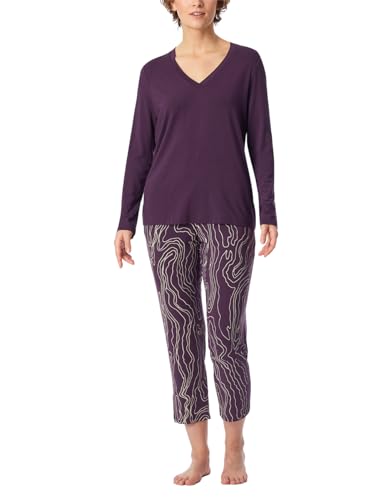 Schiesser Damen Schlafanzug Set lang 7/8 Modal-Selected Premium Pyjamaset, Pflaume_181890, 36 von Schiesser