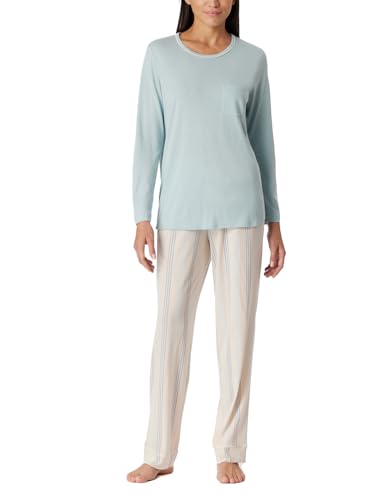 Schiesser Damen Schlafanzug Set lang Baumwolle Modal-Nightwear Pyjamaset, Bluebird_181237, 38 von Schiesser