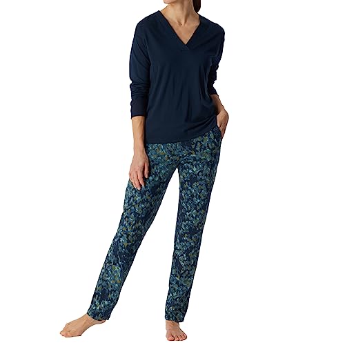 Schiesser Damen Schlafanzug Set lang Baumwolle Modal-Nightwear Pyjamaset, Nachtblau_179835, 38 von Schiesser