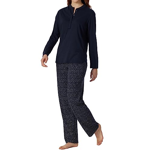 Schiesser Damen Schlafanzug Set lang Baumwolle Modal-Nightwear Pyjamaset, Nachtblau_180117, 36 von Schiesser