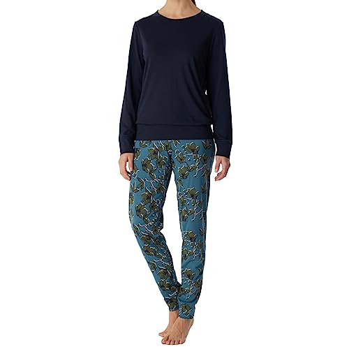 Schiesser Damen Schlafanzug Set lang Baumwolle Modal-Nightwear Pyjamaset, Nachtblau_180118, 48 von Schiesser