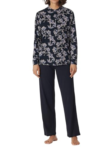 Schiesser Damen Schlafanzug Set lang Baumwolle Modal-Nightwear Pyjamaset, Navy_180117, 36 von Schiesser