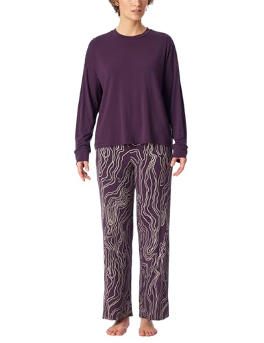 Schiesser Damen Schlafanzug Set lang Modal-Selected Premium Pyjamaset, Pflaume_181891, 48 von Schiesser