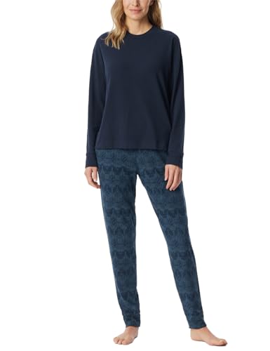 Schiesser Damen Schlafanzug Set lang extra warm-Selected Premium Warming Pyjamaset, Nachtblau_181990, 42 von Schiesser