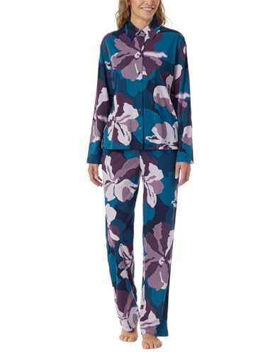 Schiesser Damen Schlafanzug Set lang mit Knopfleiste Modal Baumwolle Mix-Modern Nightwear Pyjamaset, Multicolor 4_181895, 38 von Schiesser