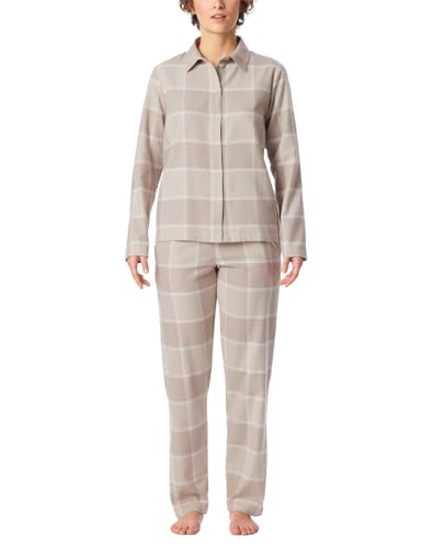 Schiesser Damen Schlafanzug Set lang mit Knopfleiste weiche Baumwolle-Selected Premium Warming Pyjamaset, beige_181991, 44 von Schiesser