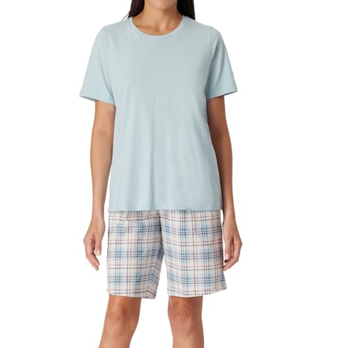 Schiesser Damen Schlafanzug kurz Baumwolle-Comfort Essentials Pyjamaset, Bluebird_181247, 42 von Schiesser