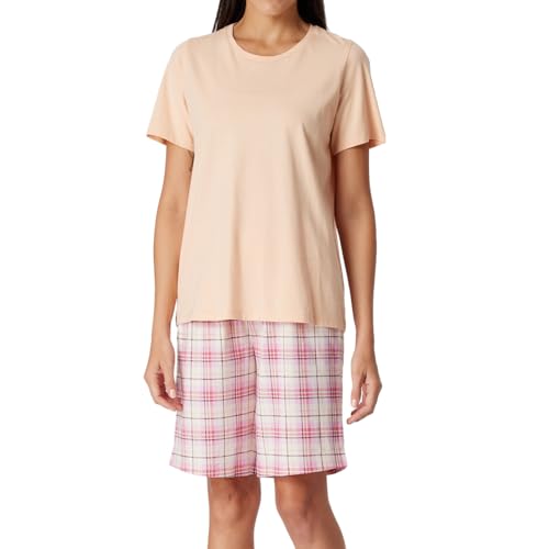 Schiesser Damen Schlafanzug kurz Baumwolle-Comfort Essentials Pyjamaset, Peach Whip_181247, 52 von Schiesser