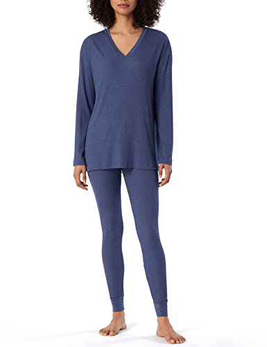Schiesser Damen Schlafanzug lang 4 Pyjamaset, blau, 44 von Schiesser