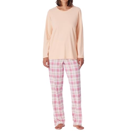 Schiesser Damen Schlafanzug lang Baumwolle-Comfort Essentials Pyjamaset, Peach Whip_181250, 36 von Schiesser