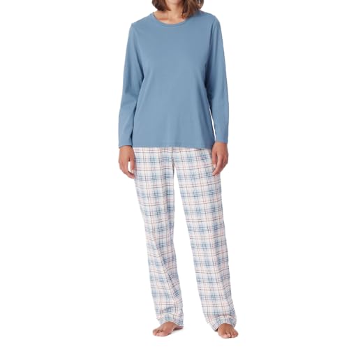 Schiesser Damen Schlafanzug lang Baumwolle-Comfort Essentials Pyjamaset, blaugrau_181250, 40 von Schiesser