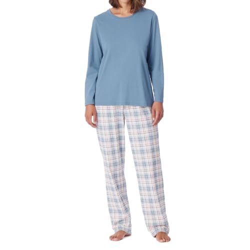 Schiesser Damen Schlafanzug lang Baumwolle-Comfort Essentials Pyjamaset, blaugrau_181250, 50 von Schiesser