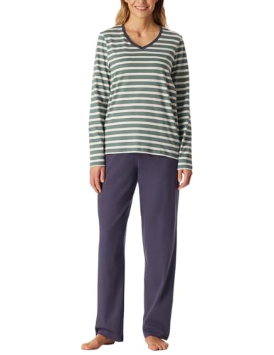 Schiesser Damen Schlafanzug lang Baumwolle-Nightwear Pyjamaset, Mineral_181756, 46 von Schiesser