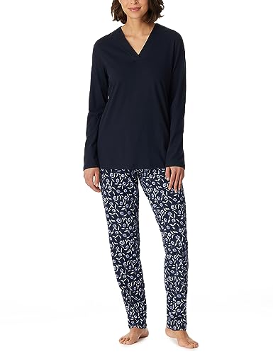 Schiesser Damen Schlafanzug lang Baumwolle-Nightwear Pyjamaset, Nachtblau_180929, 50 von Schiesser