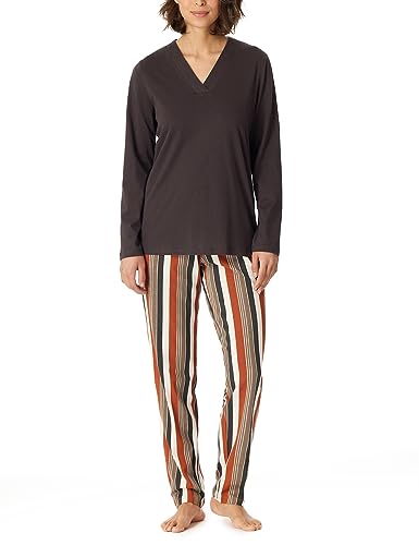 Schiesser Damen Schlafanzug lang Baumwolle-Nightwear Pyjamaset, anthrazit_180929, 36 Schiesser Damen Schlafanzug lang Baumwolle-Nightwear Pyjamaset, anthrazit_180929, 36 von Schiesser