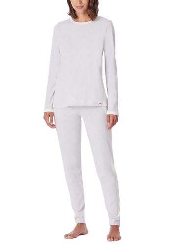 Schiesser Damen Schlafanzug lang Baumwolle-Nightwear Pyjamaset, grau-Mel_181242, 44 von Schiesser