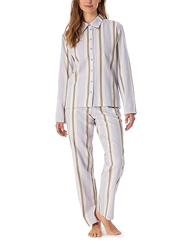 Schiesser Damen Schlafanzug lang Flanell 100% Baumwolle durchgeknöpft-Winter Pyjamaset, Flieder, 44 von Schiesser