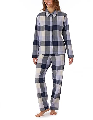 Schiesser Damen Schlafanzug lang Flanell 100% Baumwolle durchgeknöpft-Winter Pyjamaset, Mehrfarbig, 42 von Schiesser