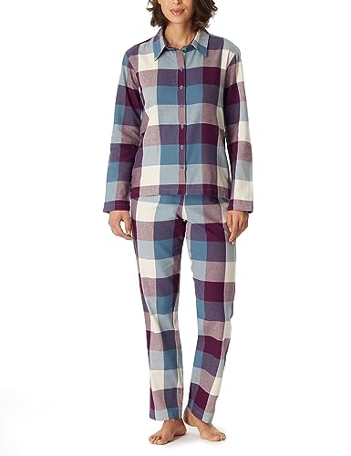 Schiesser Damen Schlafanzug lang Flanell 100% Baumwolle durchgeknöpft-Winter Pyjamaset, Mehrfarbig 2, 36 von Schiesser
