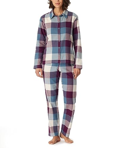 Schiesser Damen Schlafanzug lang Flanell 100% Baumwolle durchgeknöpft-Winter Pyjamaset, Mehrfarbig 2, 40 von Schiesser