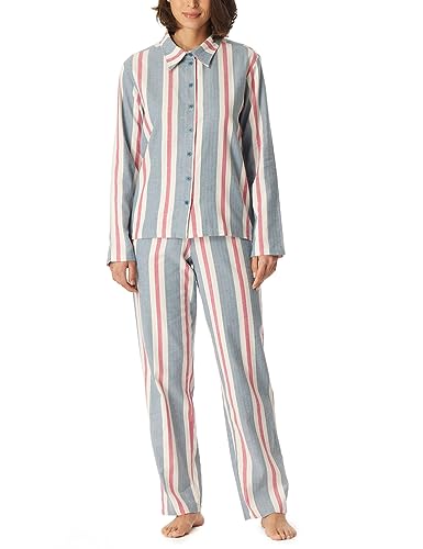 Schiesser Damen Schlafanzug lang Flanell 100% Baumwolle durchgeknöpft-Winter Pyjamaset, mehfarbig 3, 44 von Schiesser