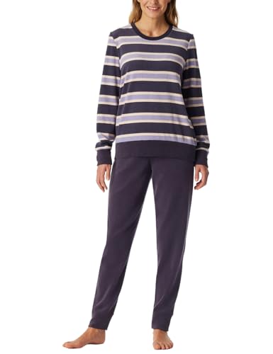 Schiesser Damen Schlafanzug lang Frottee warm kuschelig wohlfühlen-Nightwear Pyjamaset, Indigo_181968, 42 von Schiesser