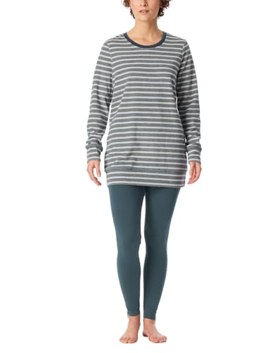 Schiesser Damen Schlafanzug lang Frottee warm kuschelig wohlfühlen-Nightwear Pyjamaset, Jeansblau_181967, 48 von Schiesser
