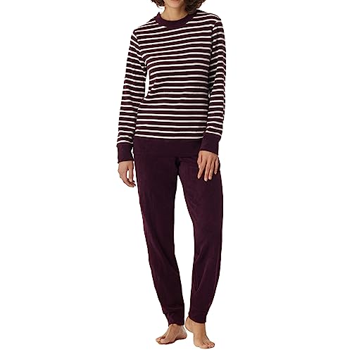 Schiesser Damen Schlafanzug lang Frottee warm kuschelig wohlfühlen-Nightwear Pyjamaset, Pflaume_180116, 48 von Schiesser