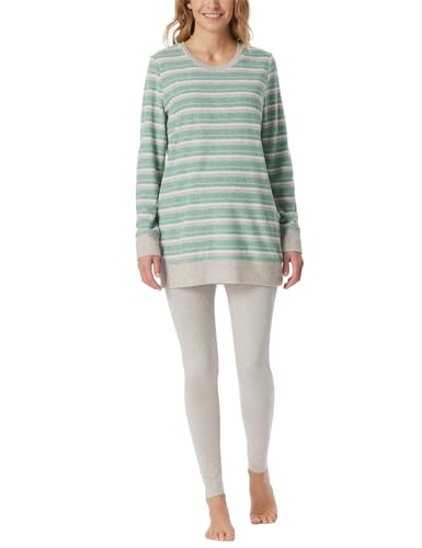 Schiesser Damen Schlafanzug lang Frottee warm kuschelig wohlfühlen-Nightwear Pyjamaset, grün-Mel_181967, 48 von Schiesser