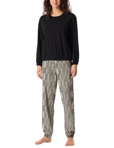 Schiesser Damen Schlafanzug lang Loungewear Modal-Nightwear Set Pyjamaset, schwarz_183069, 38 von Schiesser