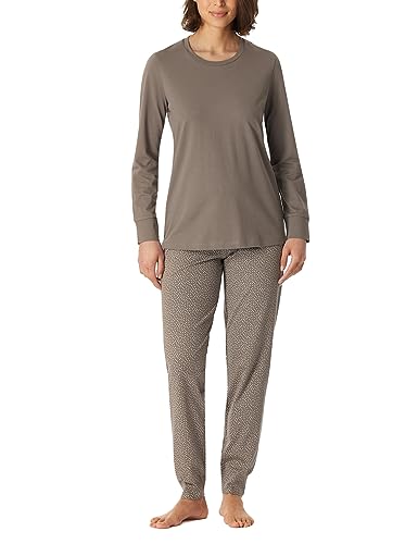 Schiesser Damen Schlafanzug lang mit Bündchen Baumwolle-Nightwear Pyjamaset, Taupe_180063, 44 von Schiesser