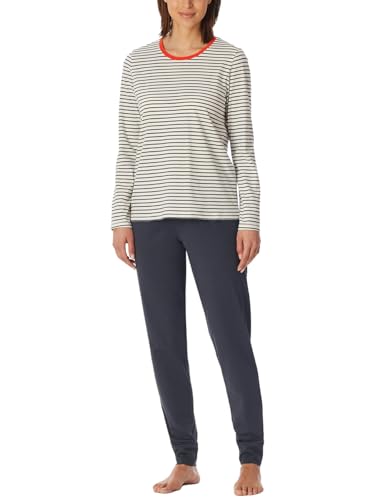 Schiesser Damen Schlafanzug lang mit Bündchen Langarm-Casual Essentials Pyjamaset, Off-White_181255, 36 von Schiesser