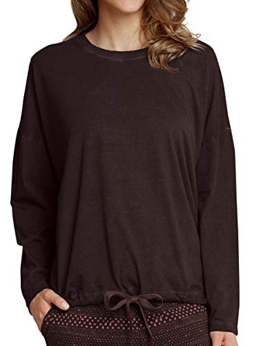 Schiesser Damen Schlafanzugoberteil Shirt Langarm 1/1 Arm Oversized - 158790, Größe Damen:44, Farbe:Dunkelbraun von Schiesser