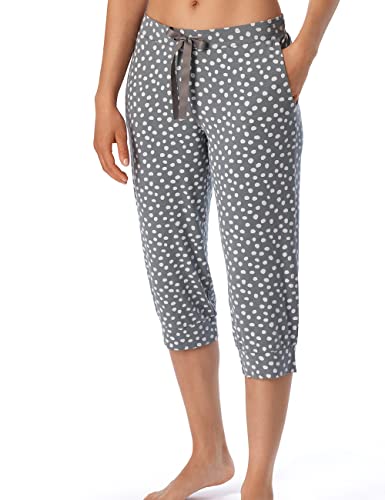 Schiesser Damen Schlafhose 3/4 lang Pyjamaunterteil, grün gepunktet, 36 von Schiesser