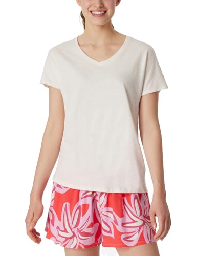 Schiesser Damen Schlafshirt Kurzarm Baumwolle Leinen-Mix + Relax Pyjamaoberteil, Creme_181196, 40 von Schiesser