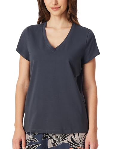 Schiesser Damen Schlafshirt Kurzarm Baumwolle-Mix + Relax Pyjamaoberteil, Graphit_182639, 36 von Schiesser