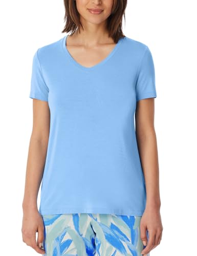 Schiesser Damen Schlafshirt Kurzarm Baumwolle-Mix + Relax Pyjamaoberteil, Mint_182639, 34 von Schiesser