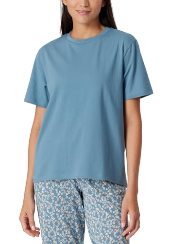 Schiesser Damen Schlafshirt Kurzarm Baumwolle-Mix + Relax Pyjamaoberteil, blaugrau_179267, 44 von Schiesser