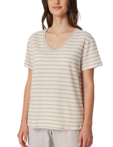 Schiesser Damen Schlafshirt Kurzarm Leinen-Mix + Relax Pyjamaoberteil, Off-White_182591, 40 von Schiesser