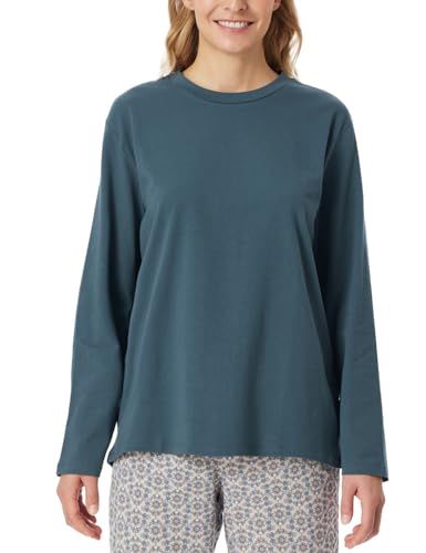 Schiesser Damen Schlafshirt Langarm Baumwolle - Mix + Relax, Jeansblau_182103, 38 von Schiesser