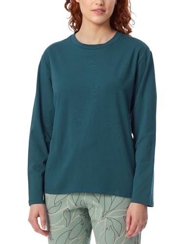 Schiesser Damen Schlafshirt Langarm Baumwolle - Mix + Relax, Petrol_182103, 38 von Schiesser