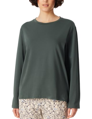 Schiesser Damen Schlafshirt Langarm Baumwolle-Mix + Relax Pyjamaoberteil, dunkelgrün_182103, 40 von Schiesser