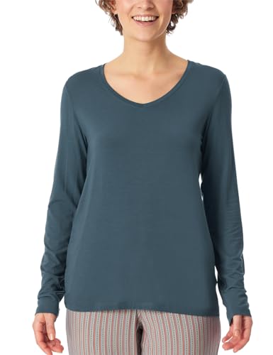 Schiesser Damen Schlafshirt Langarm Modal-Mix + Relax Nachthemd, Jeansblau_182101, 44 von Schiesser