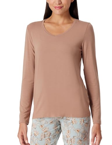 Schiesser Damen Schlafshirt Langarm Modal-Mix + Relax Pyjamaoberteil, Clay_180181, 34 von Schiesser