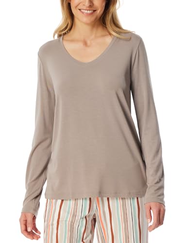 Schiesser Damen Schlafhose lang Baumwolle Stretch Single-Jersey-Qualität Gemustert-Mix + Relax Pyjamaoberteil, grau-Jaspe_182102, 40 von Schiesser