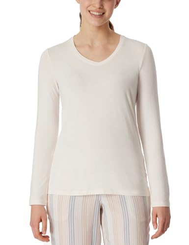 Schiesser Damen Schlafshirt Langarm Modal-Mix + Relax Pyjamaoberteil, Creme_180181, 38 von Schiesser