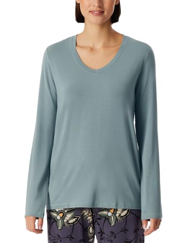 Schiesser Damen Schlafshirt Langarm Modal-Mix + Relax Pyjamaoberteil, Mineral_182101, 36 von Schiesser